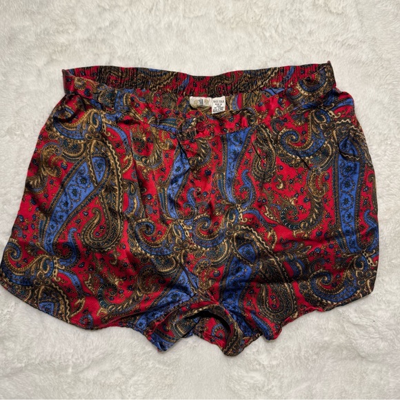 No Brand Other - VINTAGE 80s RARE 100% Silk Men's Fun Print Boxer Shorts in Red, Blue, and Gold